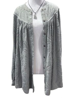Free People Sage Green Burnout Oversized Blouse Earthy Cottagecore Whimsigoth XS